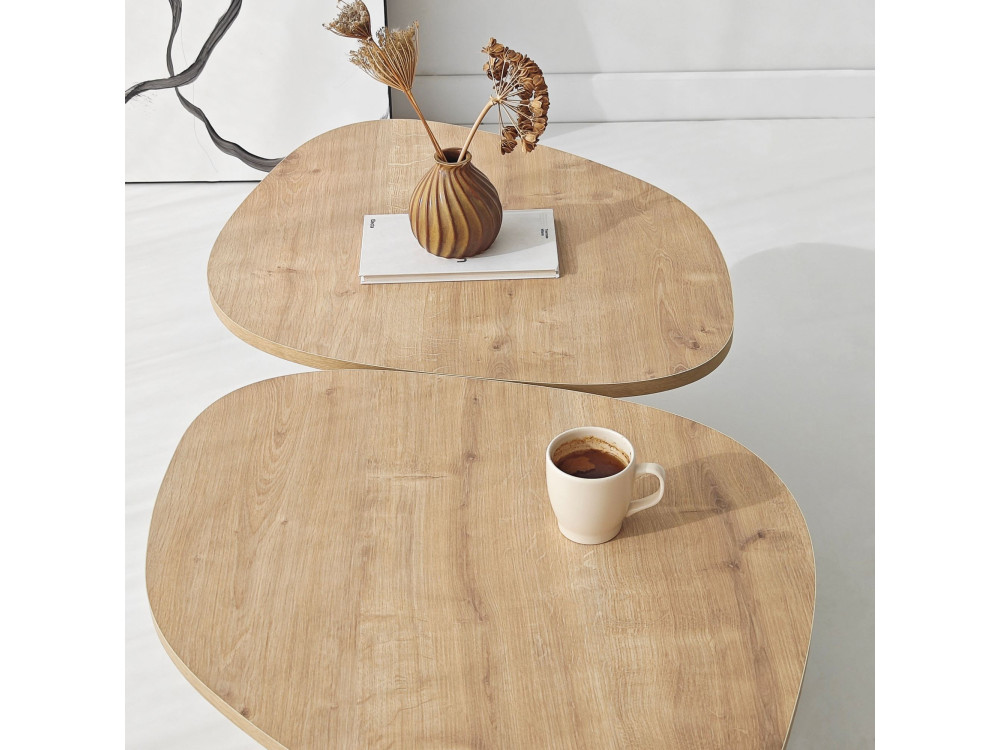 Stones" wooden coffee table 125 x 60 x 38 cm - Sapphire oak