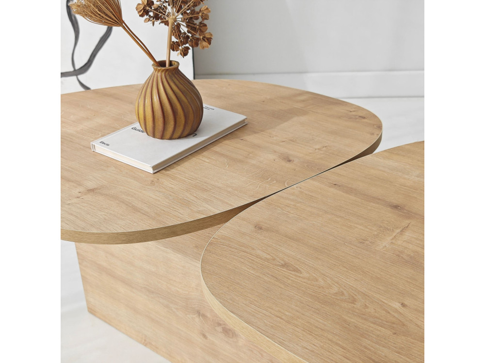 Stones" wooden coffee table 125 x 60 x 38 cm - Sapphire oak