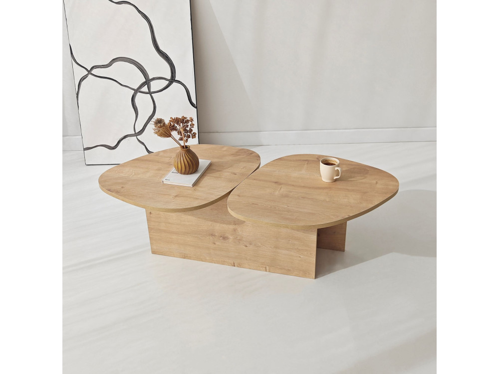 Stones" wooden coffee table 125 x 60 x 38 cm - Sapphire oak