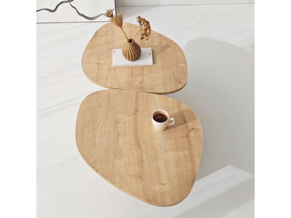 Stones" wooden coffee table 125 x 60 x 38 cm - Sapphire oak