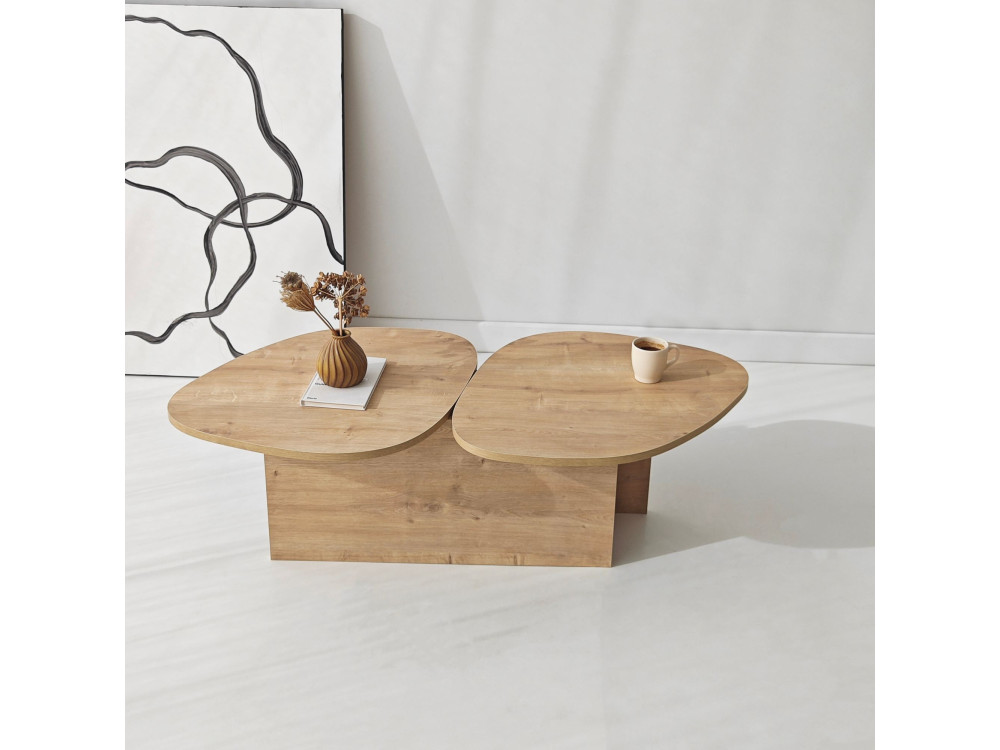 Stones" wooden coffee table 125 x 60 x 38 cm - Sapphire oak