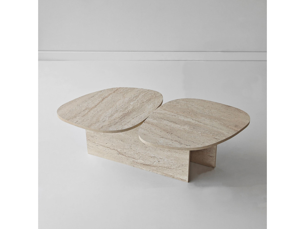 Wooden coffee table "Stones" 125 x 60 x 38 cm - Travertine