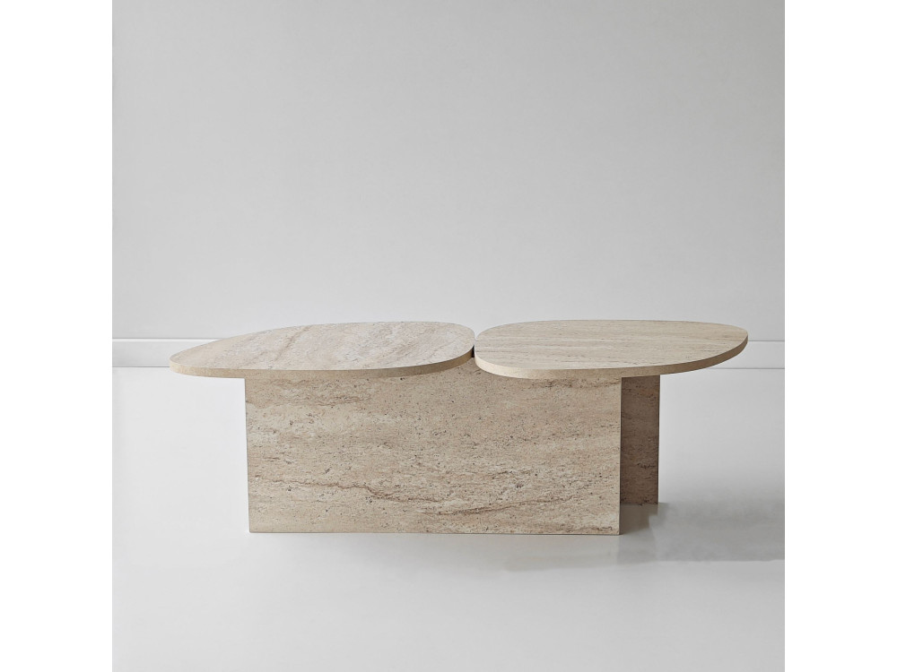 Wooden coffee table "Stones" 125 x 60 x 38 cm - Travertine