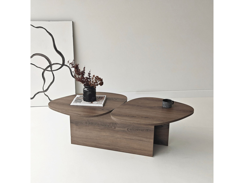 Wooden coffee table "Stones" 125 x 60 x 38 cm - Walnut