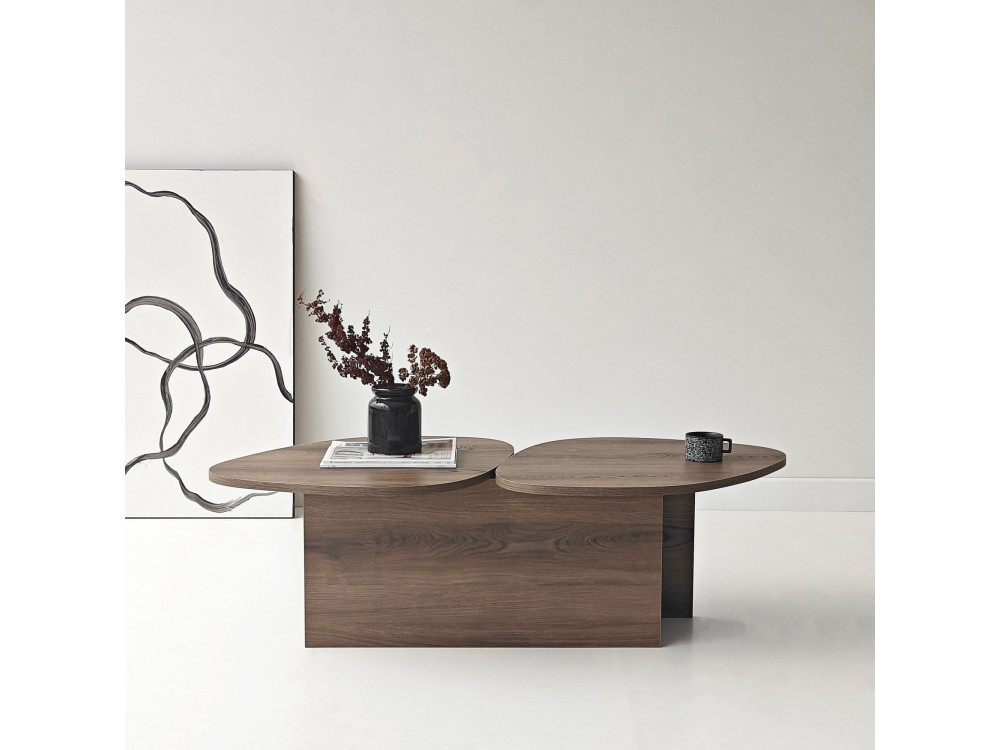 Wooden coffee table "Stones" 125 x 60 x 38 cm - Walnut