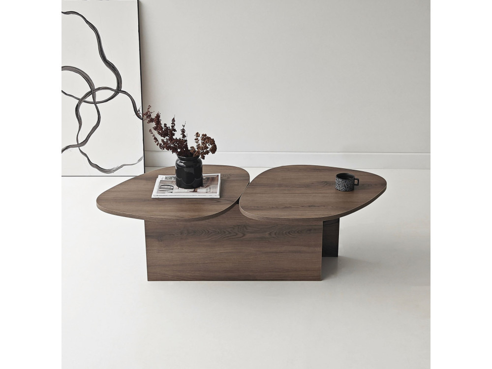 Wooden coffee table "Stones" 125 x 60 x 38 cm - Walnut