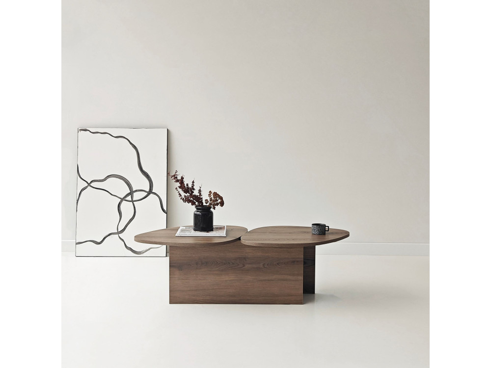 Wooden coffee table "Stones" 125 x 60 x 38 cm - Walnut