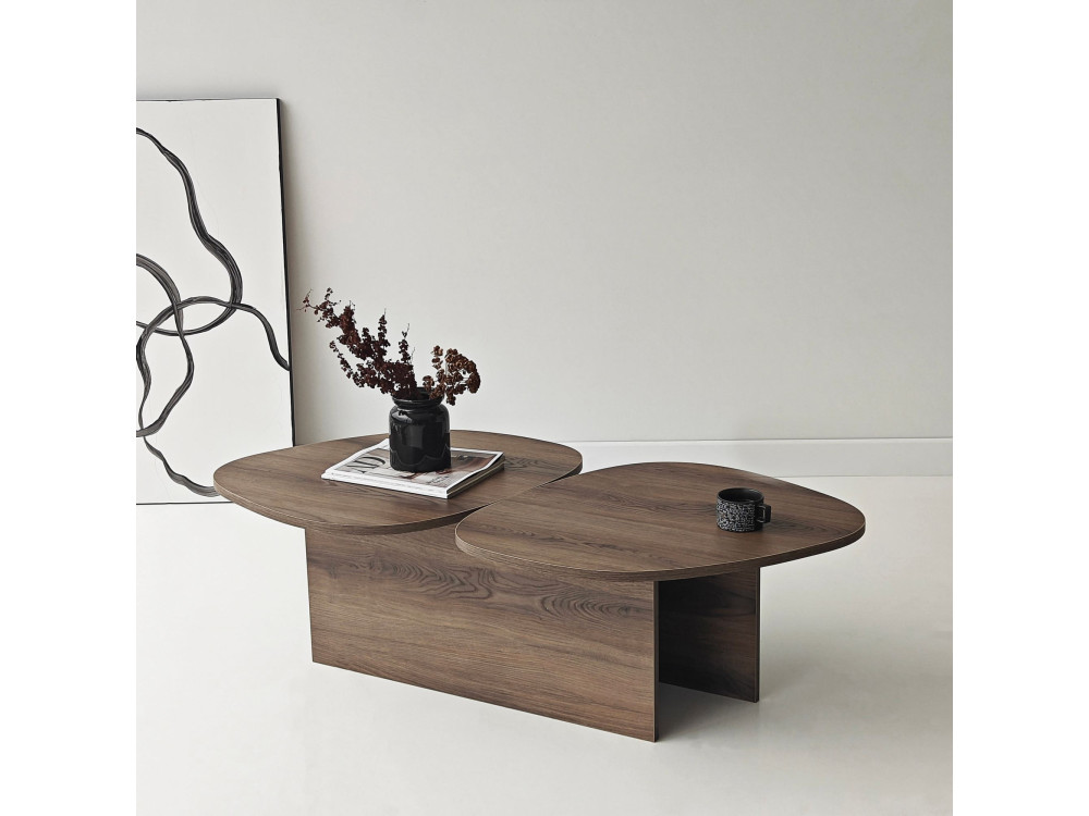 Wooden coffee table "Stones" 125 x 60 x 38 cm - Walnut