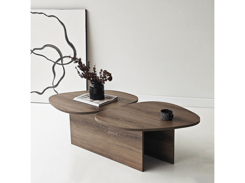 Wooden coffee table "Stones" 125 x 60 x 38 cm - Walnut