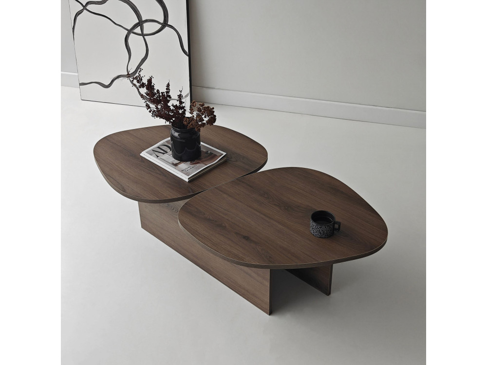 Wooden coffee table "Stones" 125 x 60 x 38 cm - Walnut