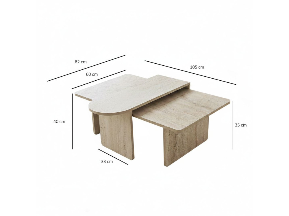 Paris" wooden coffee table set 105 x 60 x 35 cm - Bronze