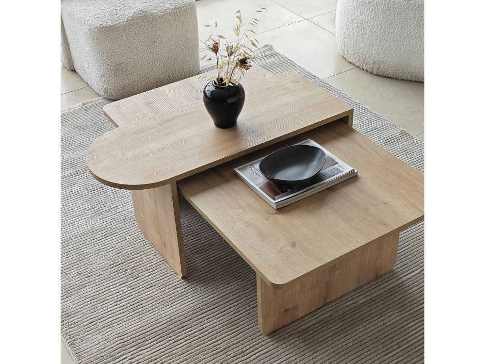 Paris" wooden coffee table set 105 x 60 x 35 cm - Bronze