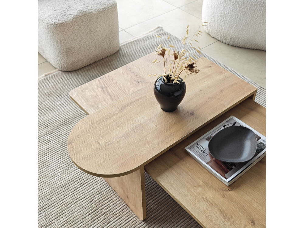 Paris" wooden coffee table set 105 x 60 x 35 cm - Bronze