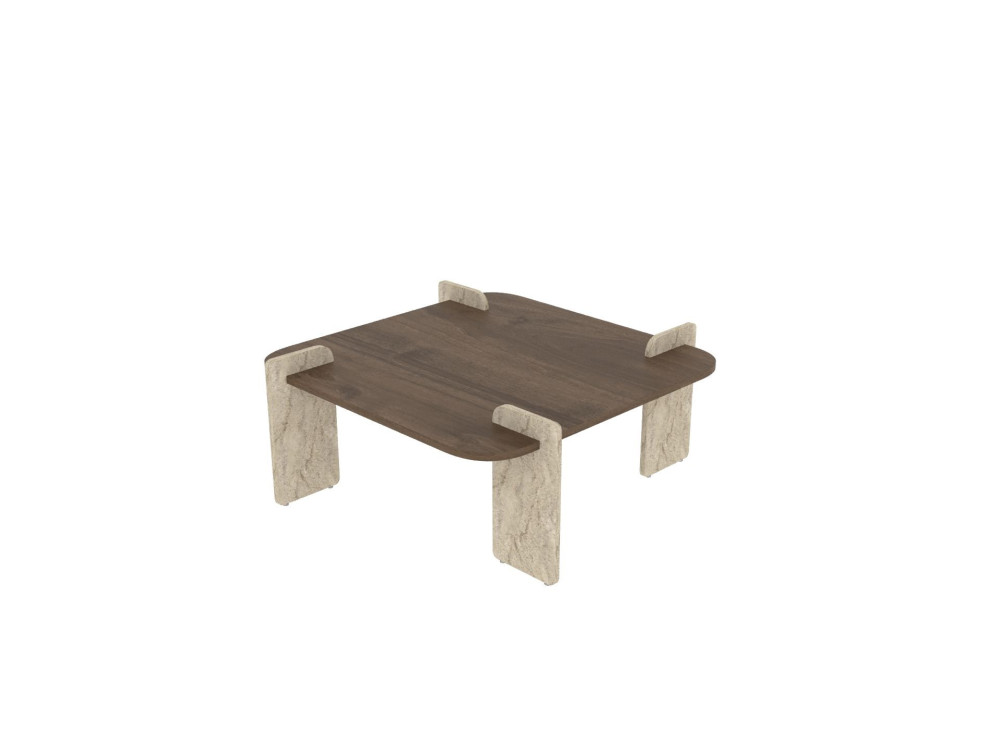 Afrolli" wooden coffee table - 90 x 90 x 35 cm - Brown