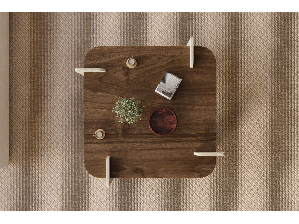 Afrolli" wooden coffee table - 90 x 90 x 35 cm - Brown