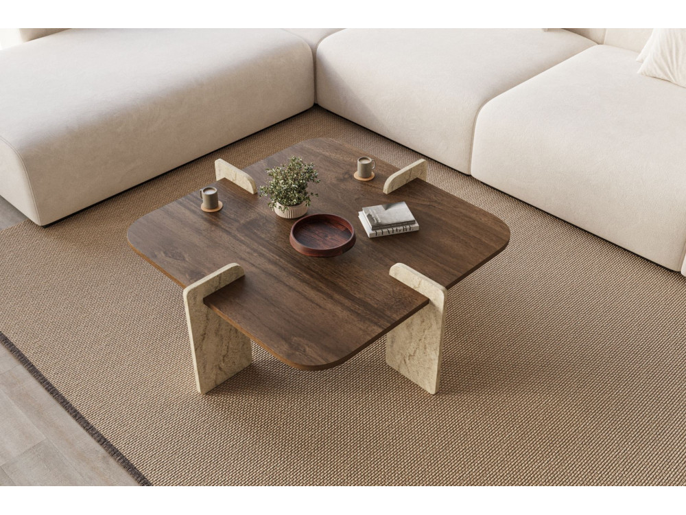 Poalla" wooden coffee table - 90 x 90 x 35 cm - Brown