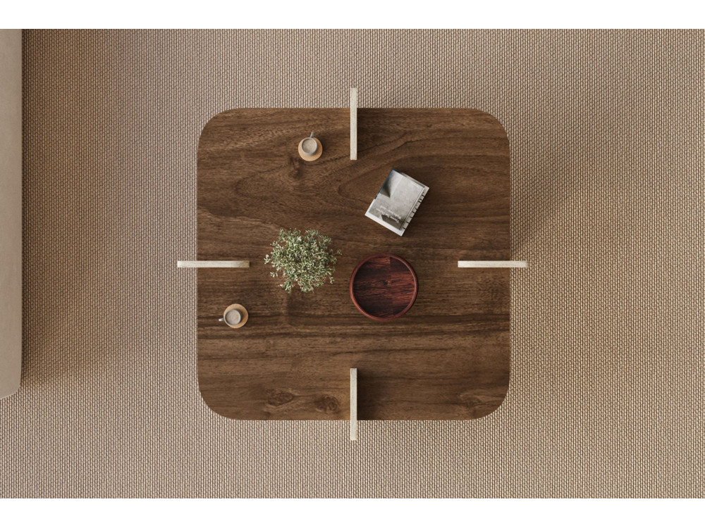 Poalla" wooden coffee table - 90 x 90 x 35 cm - Brown