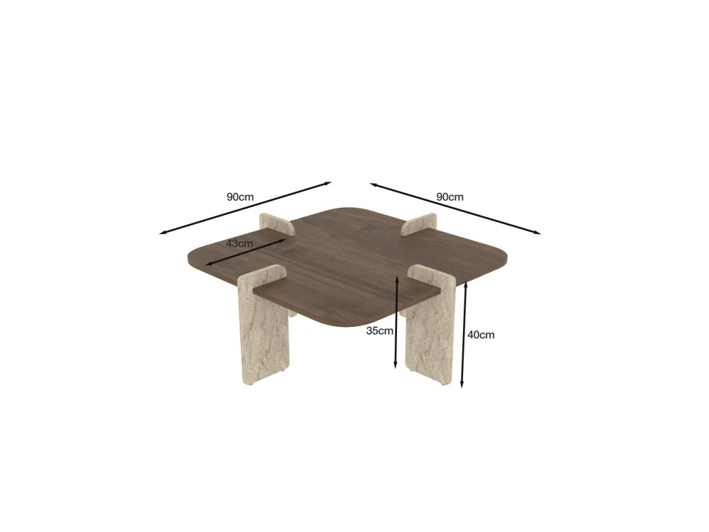 Poalla" wooden coffee table - 90 x 90 x 35 cm - Brown