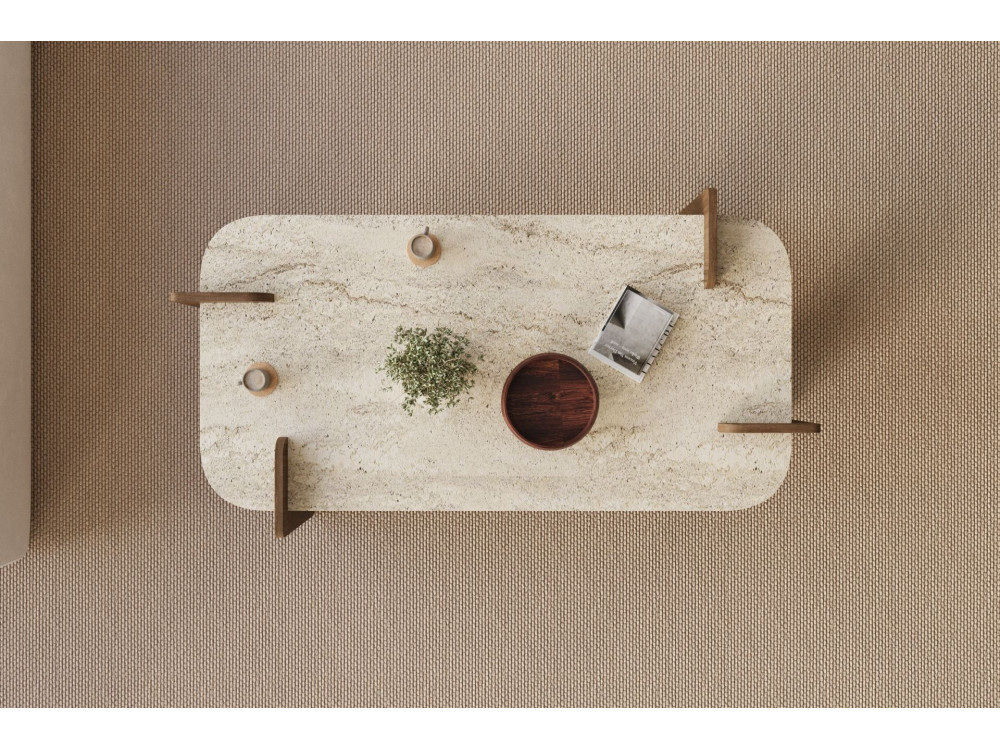Leapiri" wooden coffee table - 120 x 60 x 35 cm - Travertine