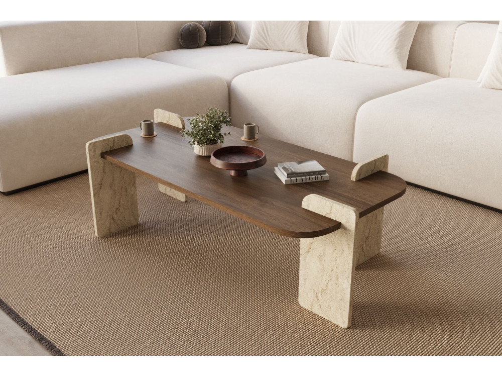 Leapiri" wooden coffee table - 120 x 60 x 35 cm - Brown