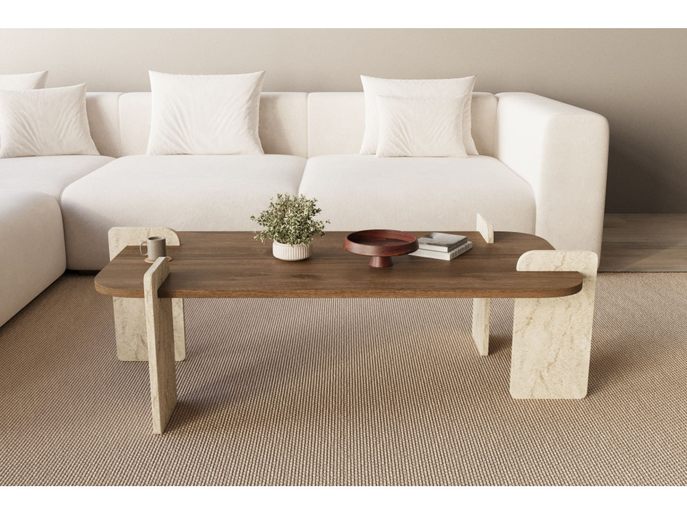 Leapiri" wooden coffee table - 120 x 60 x 35 cm - Brown