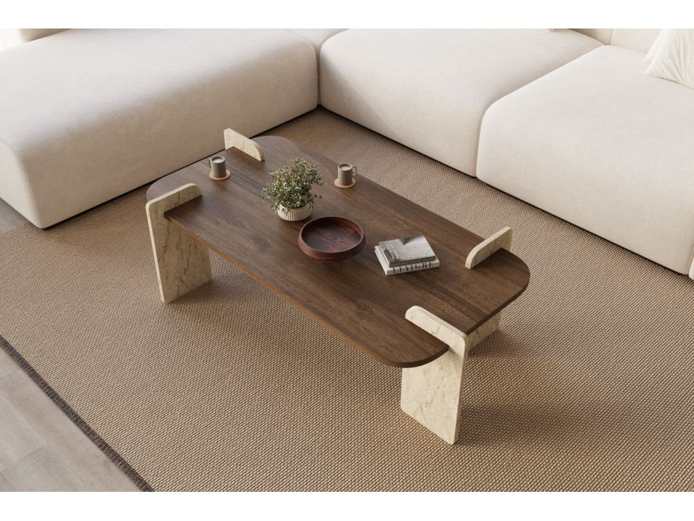 Leapiri" wooden coffee table - 120 x 60 x 35 cm - Brown