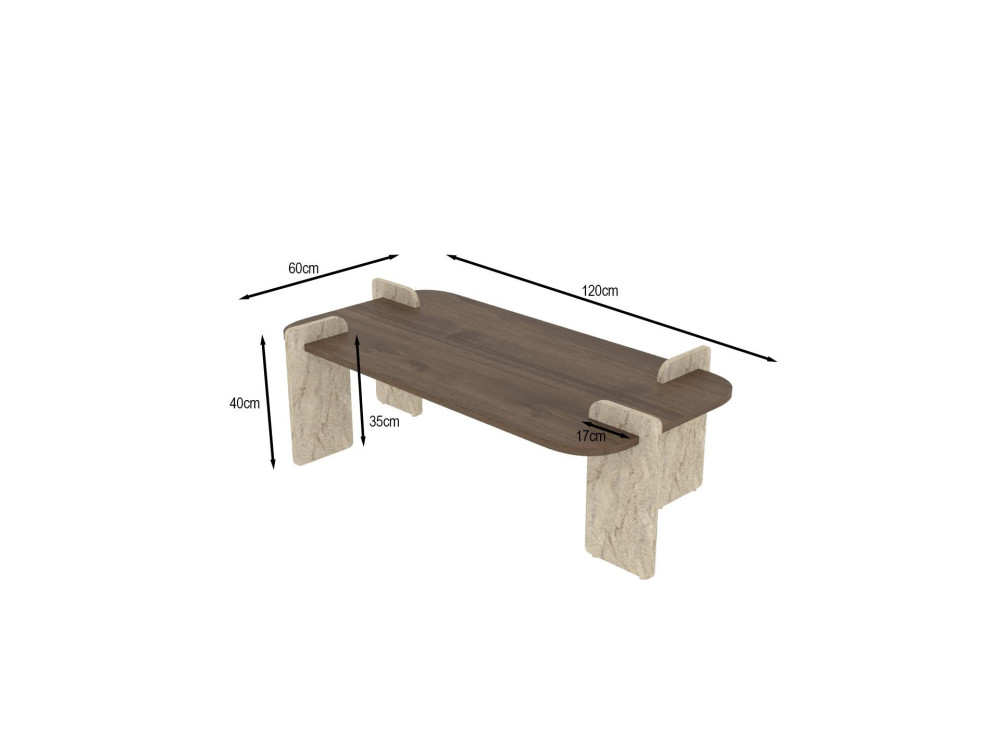 Leapiri" wooden coffee table - 120 x 60 x 35 cm - Brown