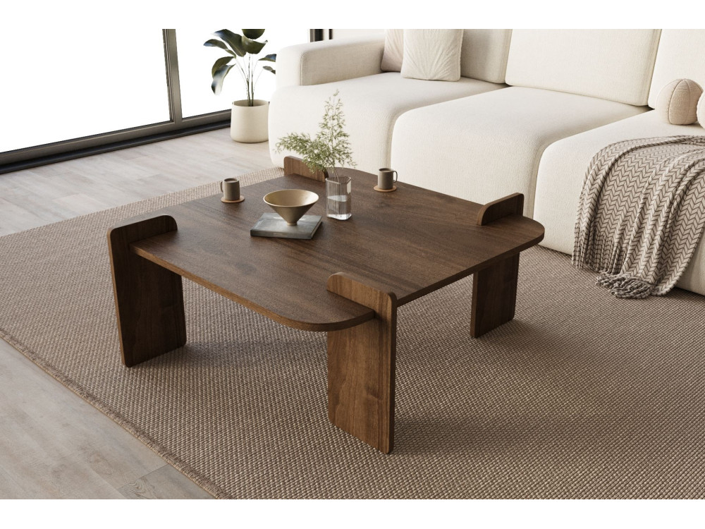 Woog" wooden coffee table 90 x 90 x 35 cm - Walnut