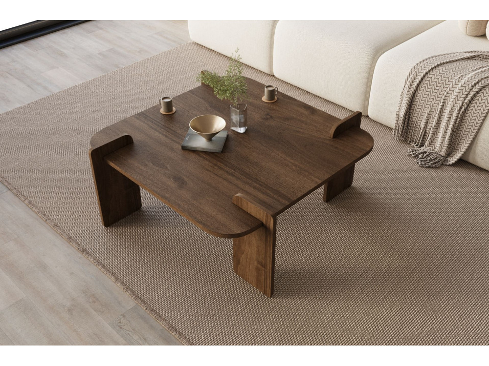 Woog" wooden coffee table 90 x 90 x 35 cm - Walnut