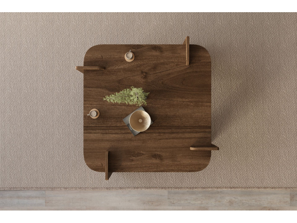Woog" wooden coffee table 90 x 90 x 35 cm - Walnut