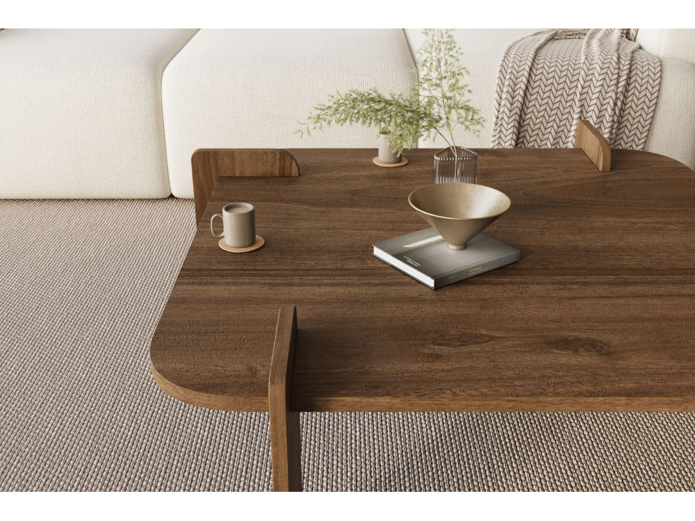 Woog" wooden coffee table 90 x 90 x 35 cm - Walnut