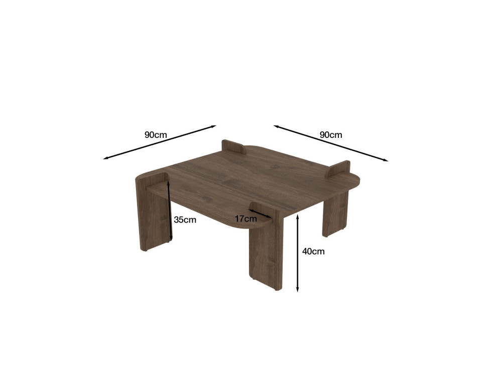 Woog" wooden coffee table 90 x 90 x 35 cm - Walnut