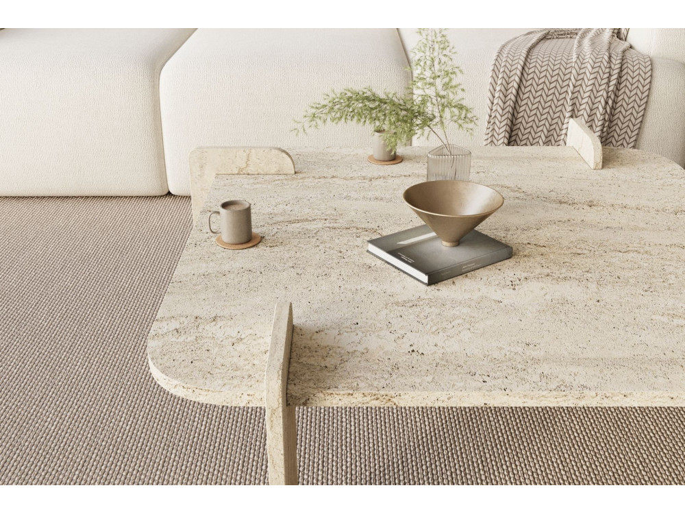 Woog" wooden coffee table 90 x 90 x 35 cm - Travertine