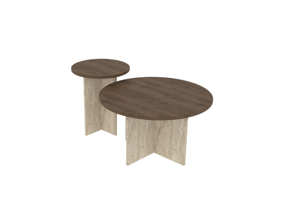 Private" wooden coffee table set 70 x 70 x 40 cm - Walnut