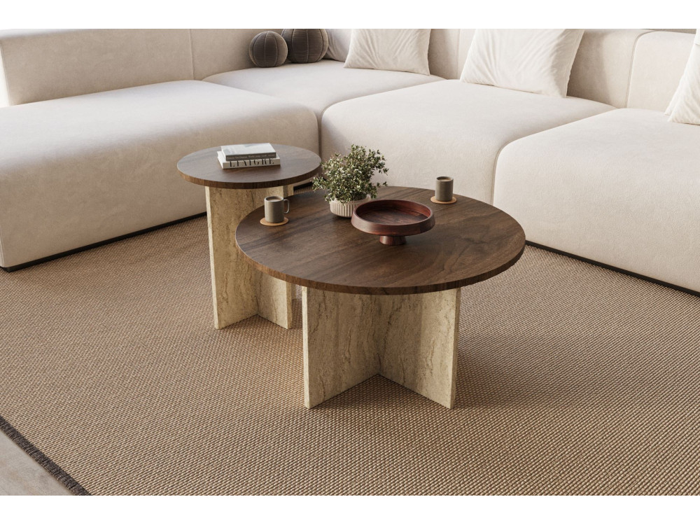 Private" wooden coffee table set 70 x 70 x 40 cm - Walnut