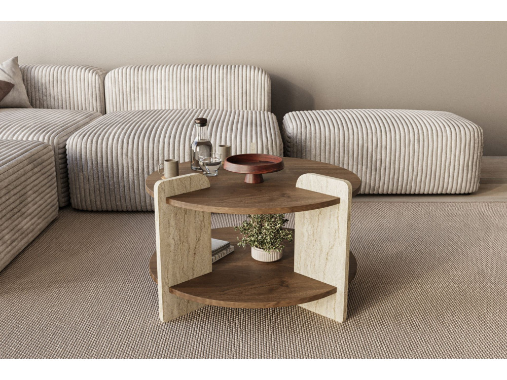 Oalla" wooden coffee table 70 x 70 x 45 cm - Walnut