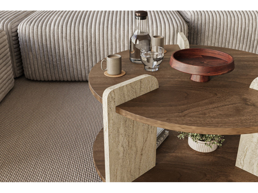 Oalla" wooden coffee table 70 x 70 x 45 cm - Walnut