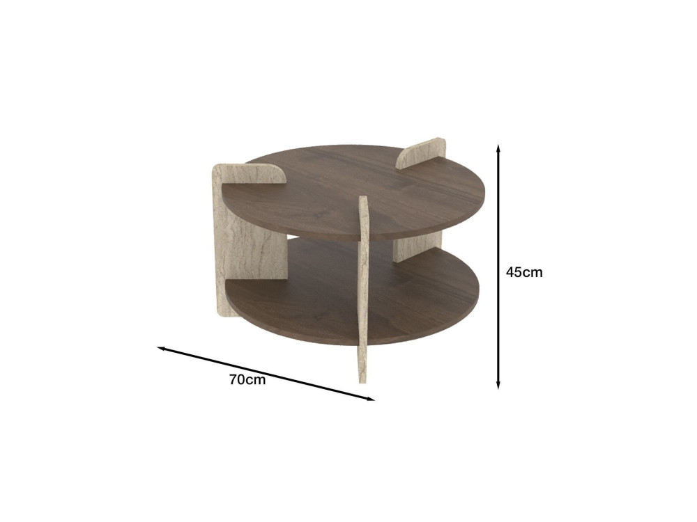 Oalla" wooden coffee table 70 x 70 x 45 cm - Walnut