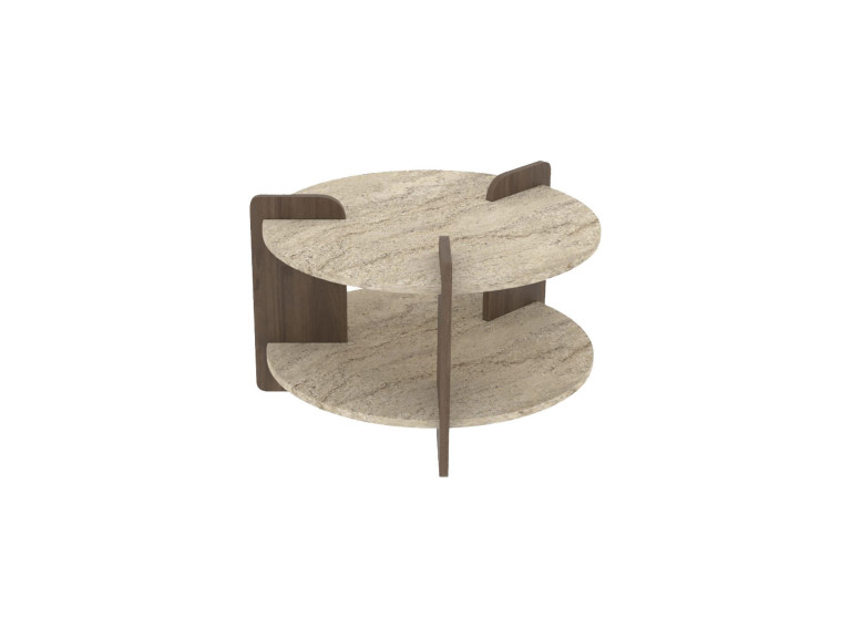 Oalla" wooden coffee table 70 x 70 x 45 cm - Travertine