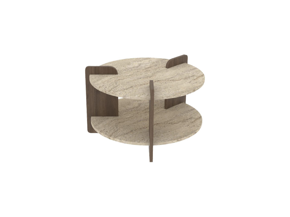 Oalla" wooden coffee table 70 x 70 x 45 cm - Travertine