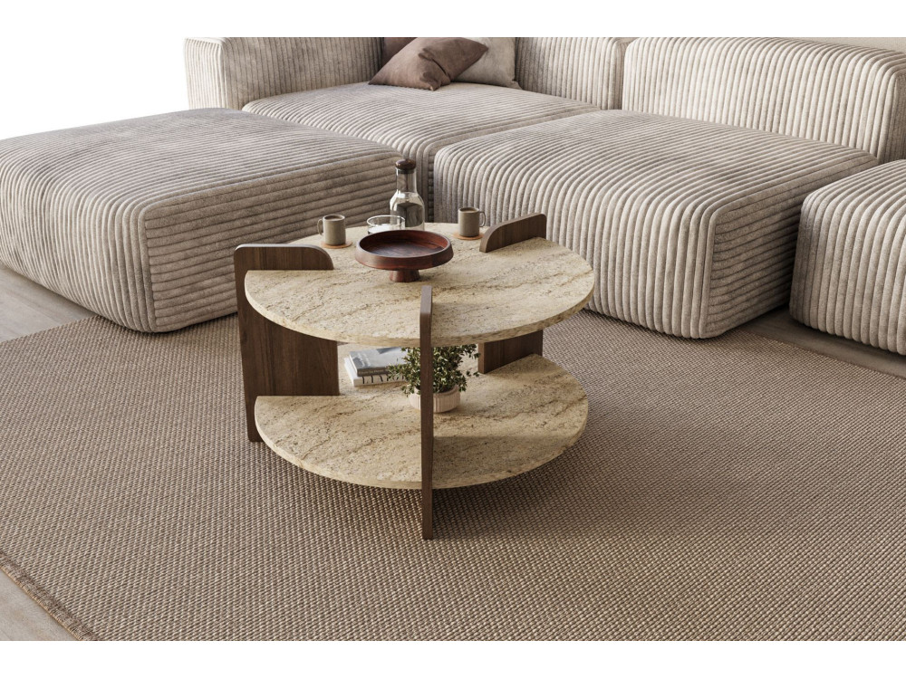 Oalla" wooden coffee table 70 x 70 x 45 cm - Travertine