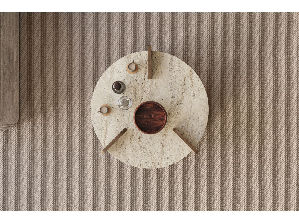 Oalla" wooden coffee table 70 x 70 x 45 cm - Travertine
