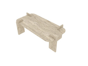 Lovge" wooden coffee table 120 x 60 x 35 cm - Travertine