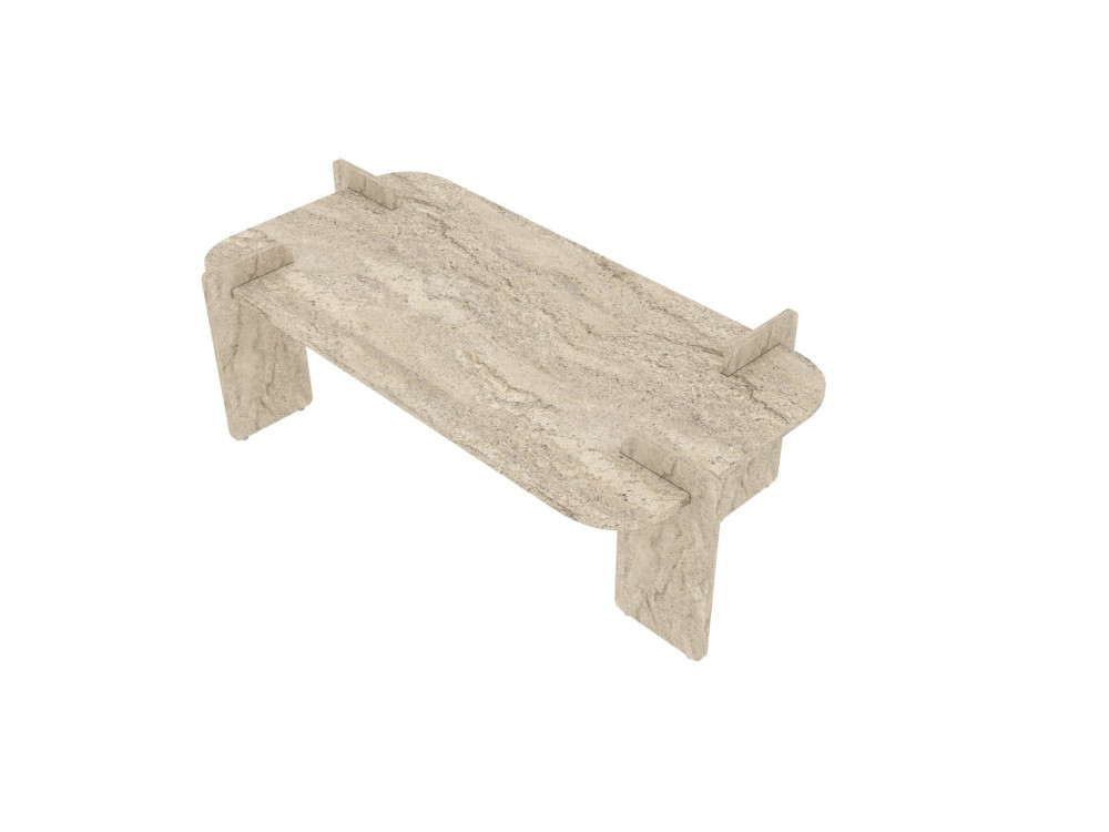 Lovge" wooden coffee table 120 x 60 x 35 cm - Travertine