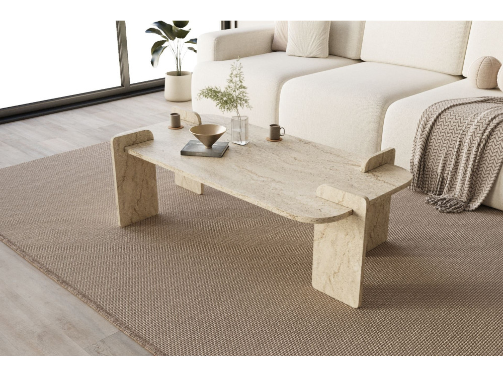 Lovge" wooden coffee table 120 x 60 x 35 cm - Travertine