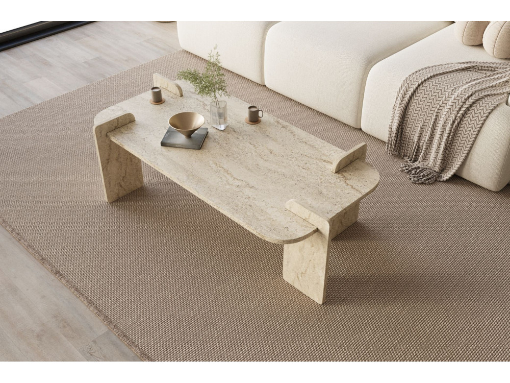 Lovge" wooden coffee table 120 x 60 x 35 cm - Travertine
