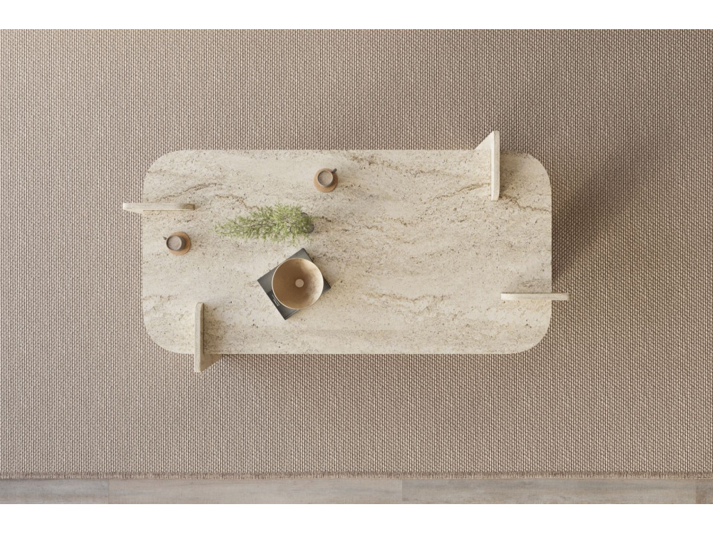 Lovge" wooden coffee table 120 x 60 x 35 cm - Travertine