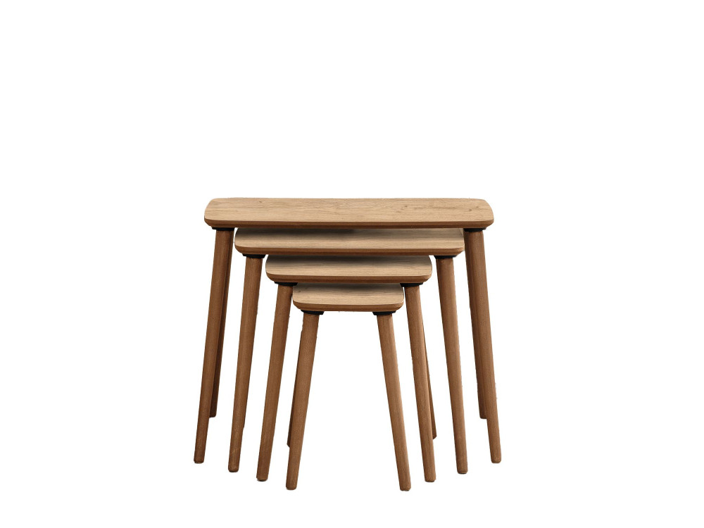 Luci" 4-piece wooden nesting table 70 x 40 x 55 cm - Oak
