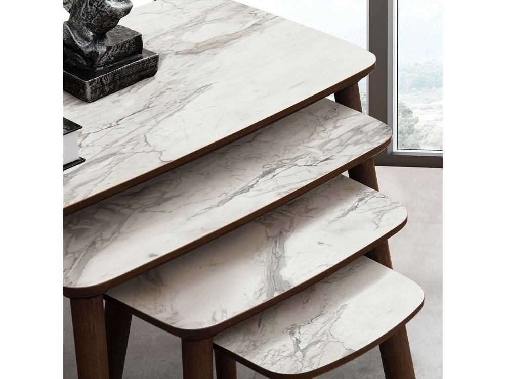 Luci" 4-piece wooden nesting table 70 x 40 x 55 cm - White