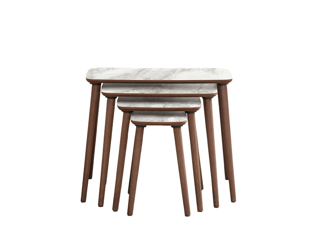 Luci" 4-piece wooden nesting table 70 x 40 x 55 cm - White